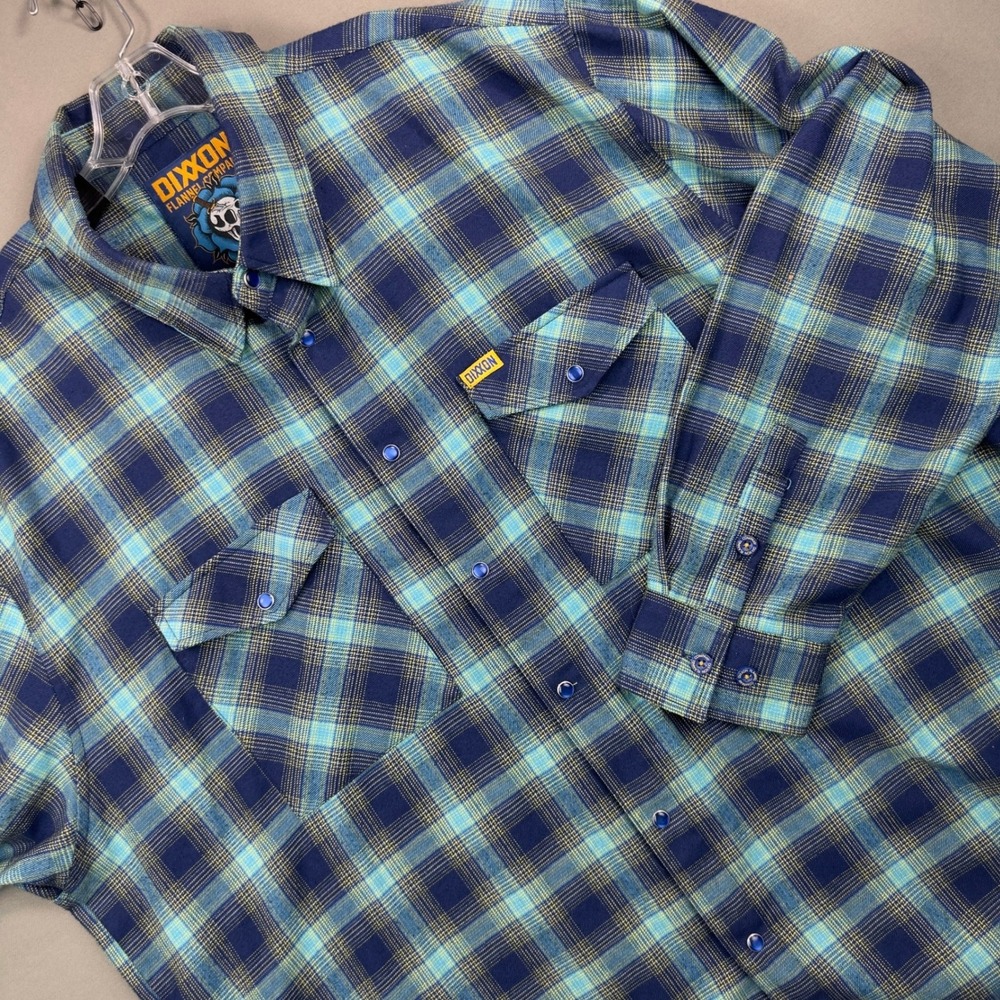Dixxon Flannel Shirt Mens 3X Blue The Pendejo Excellent Plaid Snap D-Tech Biker